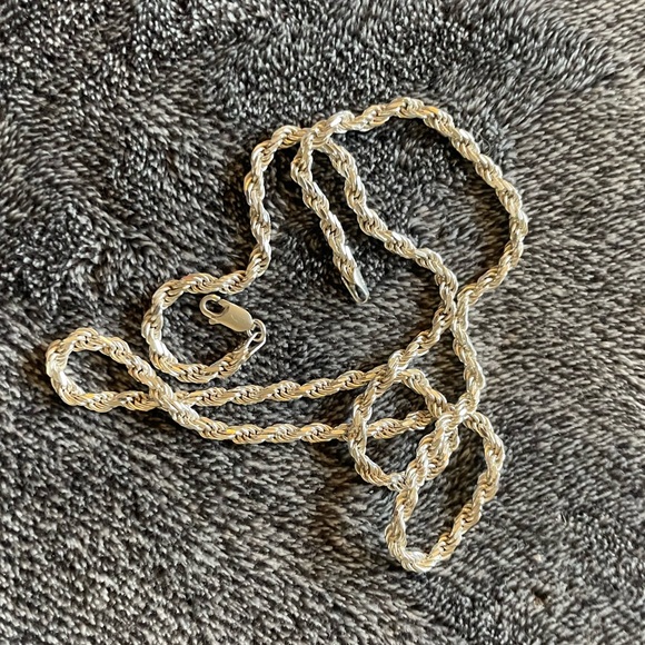 Silver 24” Solid Rope Chain 925 4mm thick Italy - Picture 2 of 15